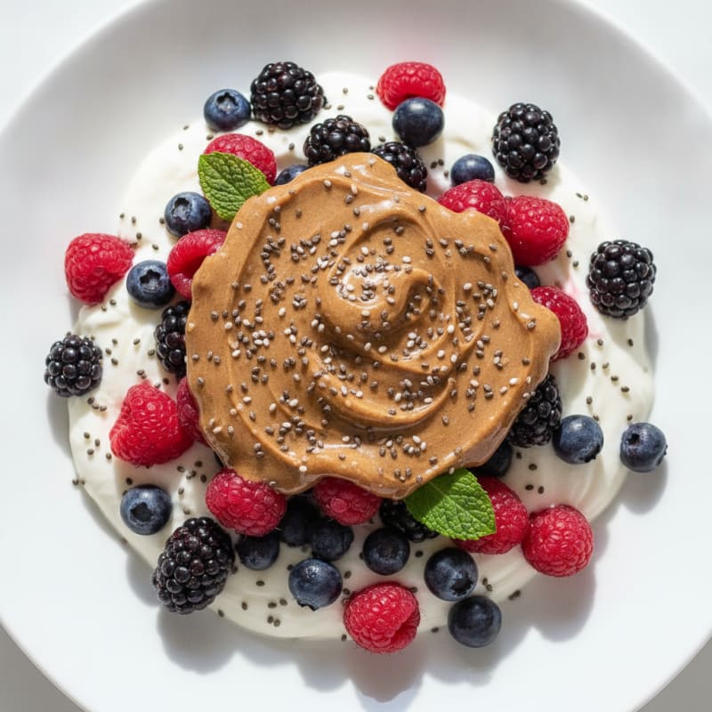 Creamy Greek Yogurt Parfait with Mixed Berries and Almond Butter