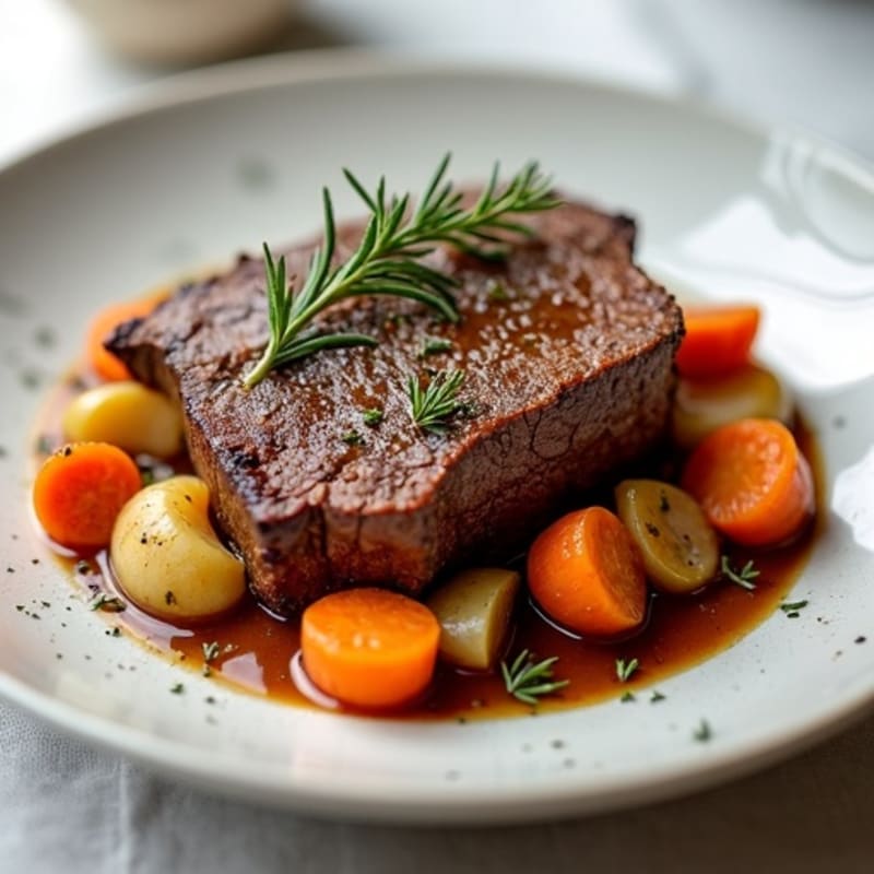 Tender Slow-Cooked Beef Pot Roast with Roasted Root Vegetables