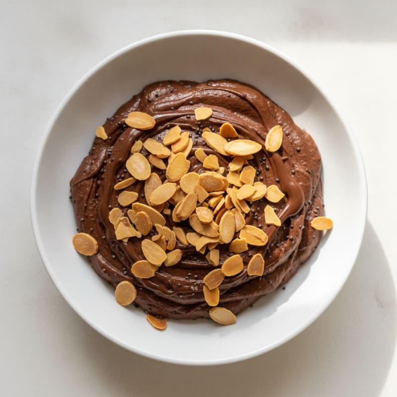 Silky Chocolate Protein Pudding with Almond Crunch