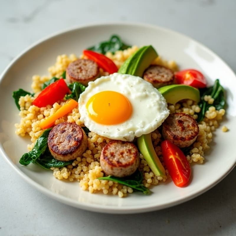 Egg White Vegetable Scramble with Turkey Sausage