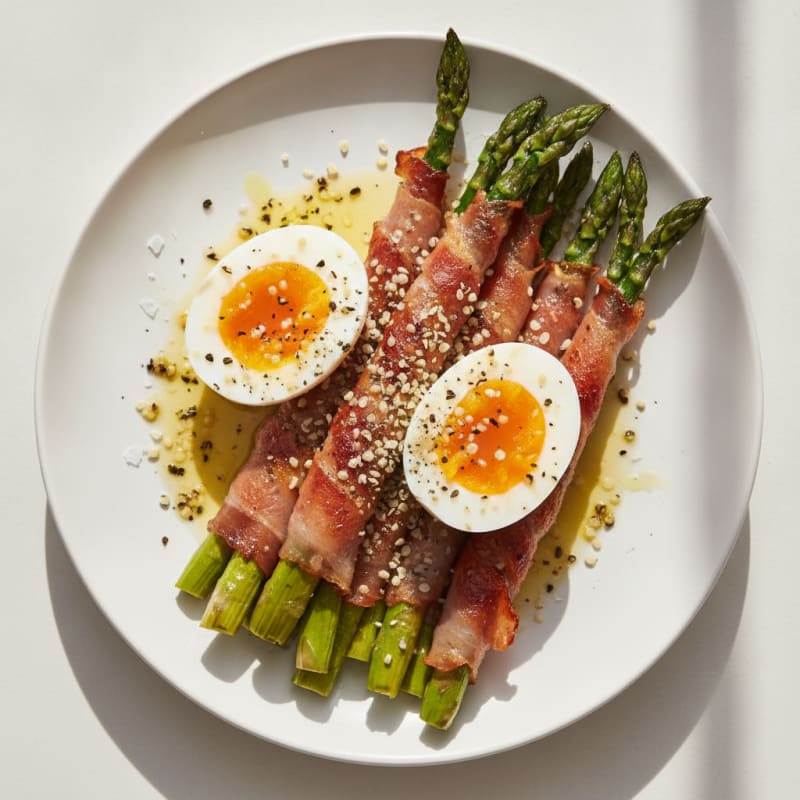 Jammy Boiled Eggs with Prosciutto-Wrapped Asparagus
