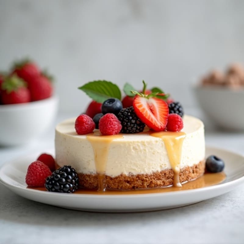Silky Protein Cheesecake with Greek Yogurt and Berries