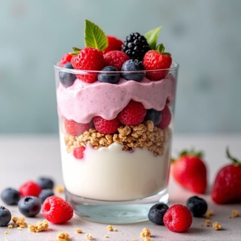 Greek Yogurt Protein Parfait with Mixed Berries