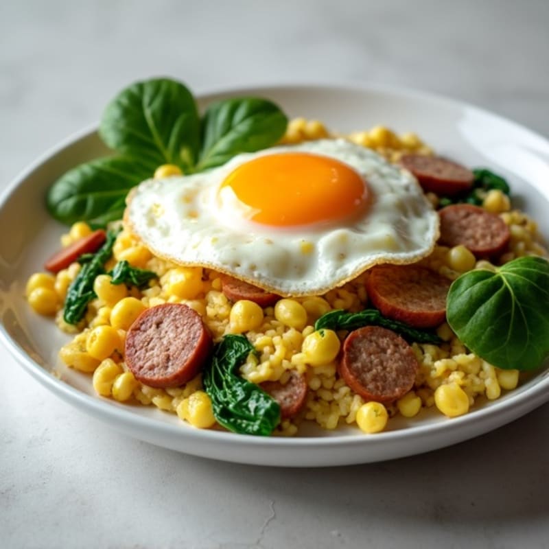 Egg White and Turkey Sausage Scramble with Spinach