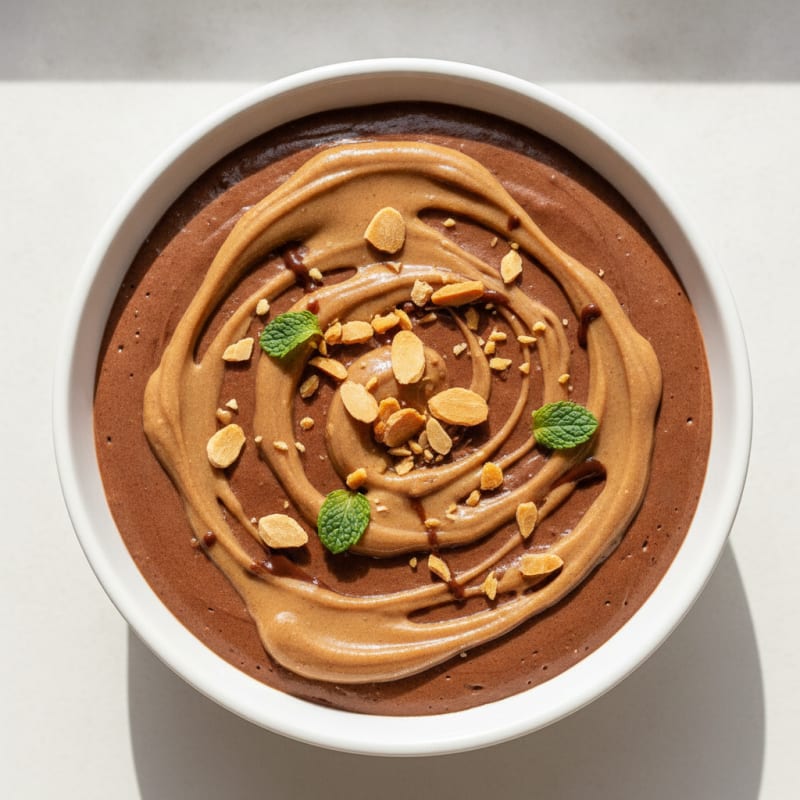 Silky Chocolate Protein Pudding with Almond Butter Swirl