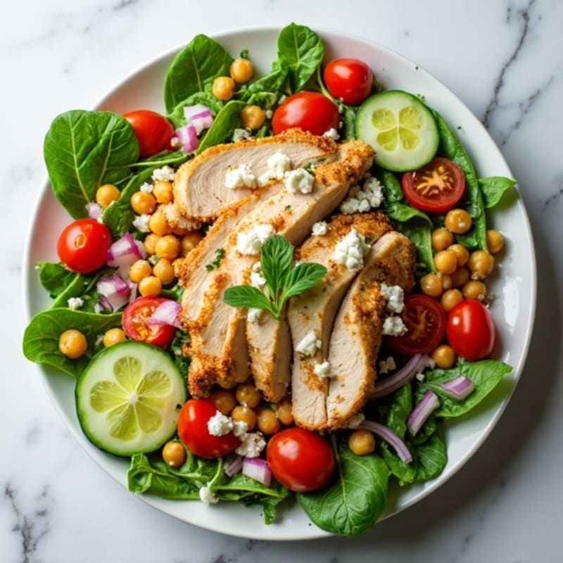 Fresh Crisp Vegetable Salad with Tangy Feta and Lemon-Herb Vinaigrette