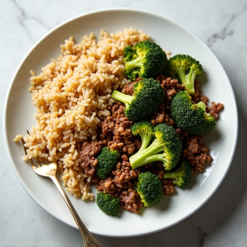Lean Beef and Crispy Broccoli with Brown Rice
