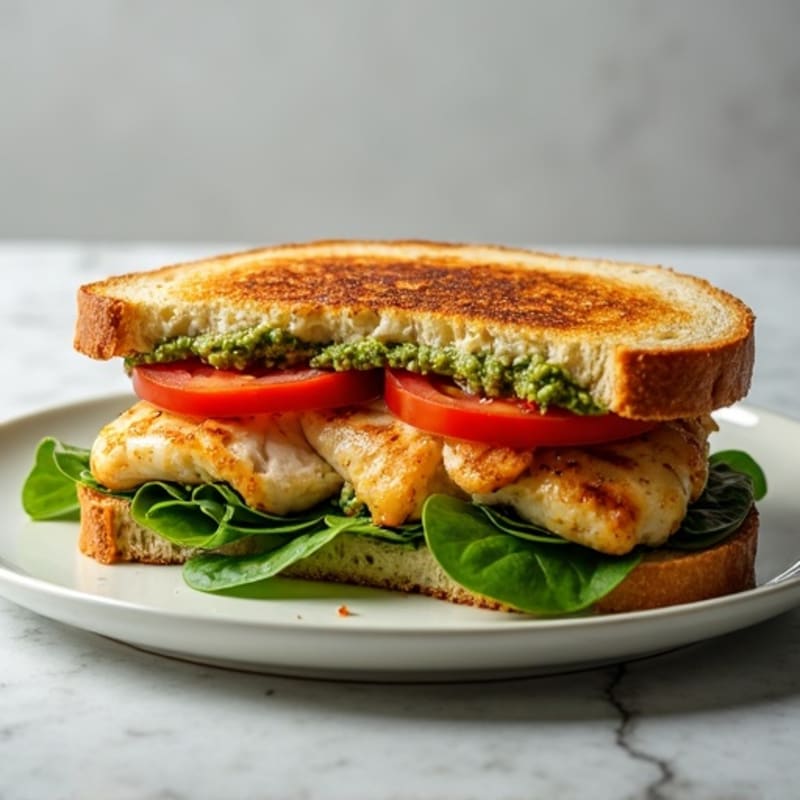 Grilled Chicken Pesto Sandwich with Crisp Greens