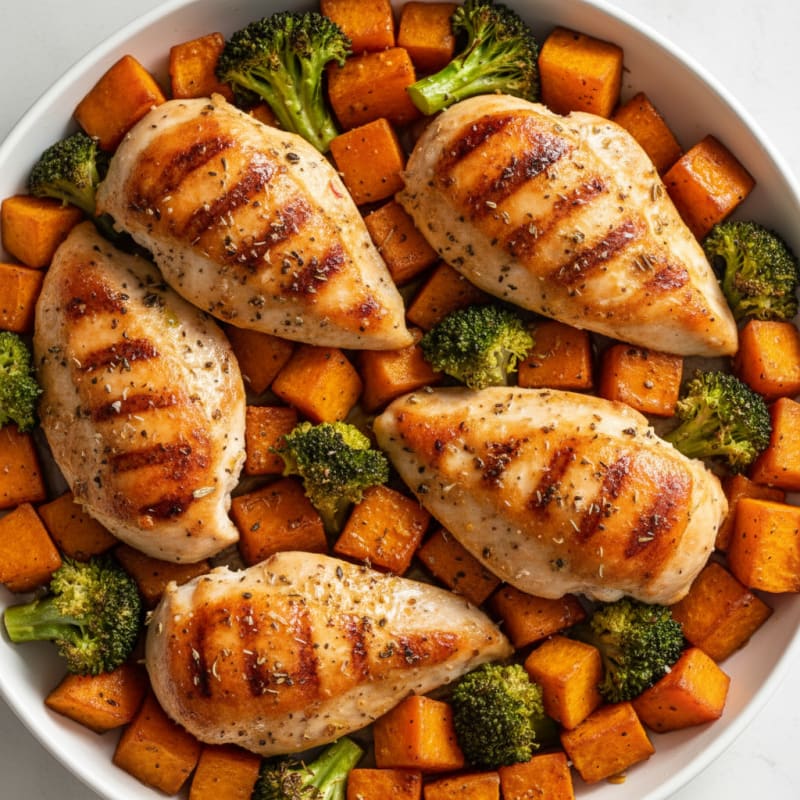 Roasted Chicken Sweet Potato Bake