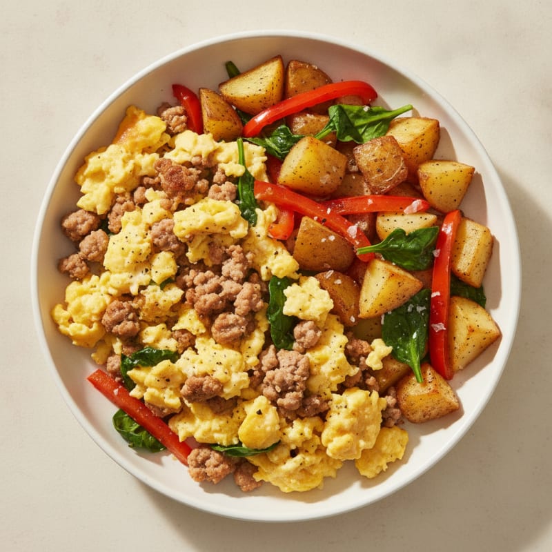Hearty Scrambled Eggs with Roasted Potatoes