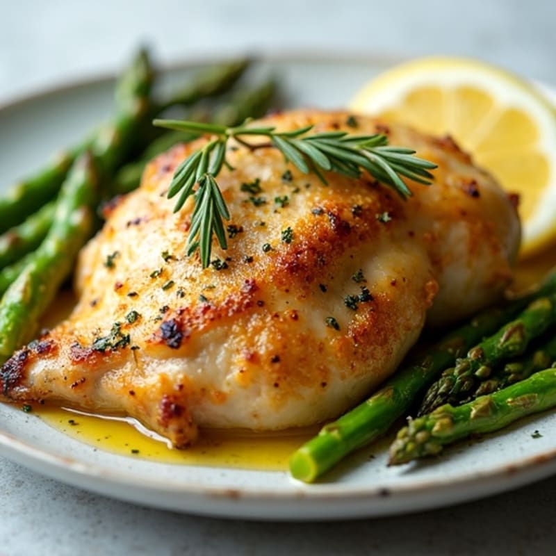 Sheet Pan Lemon Herb Roasted Chicken with Crispy Asparagus