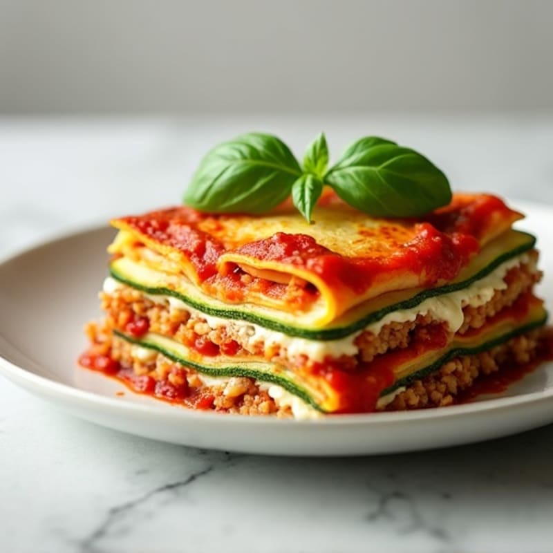 Lean Ground Turkey and Ricotta Baked Zucchini Lasagna