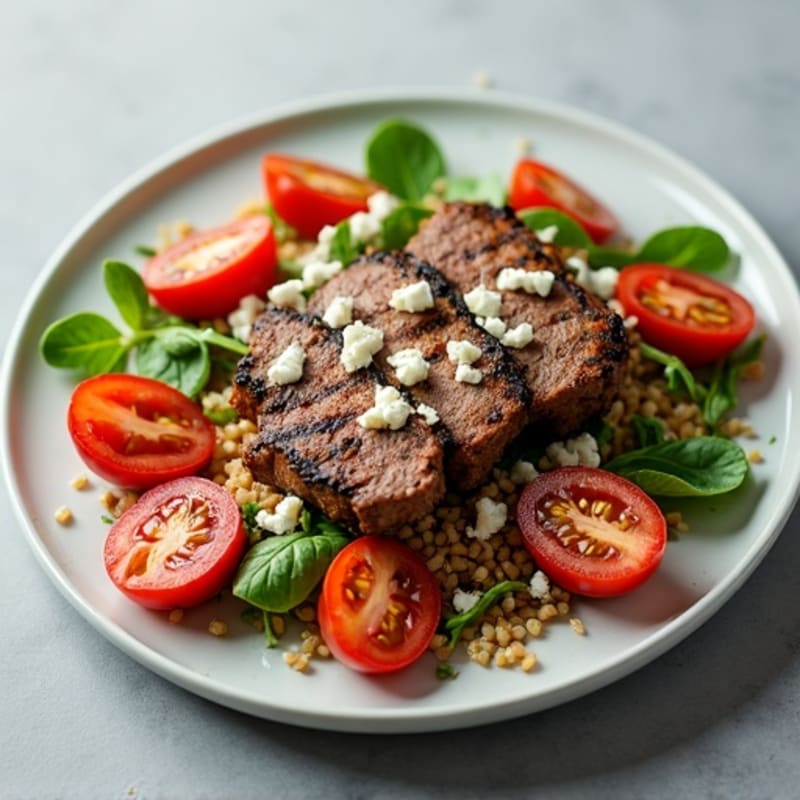 Grilled Lamb Salad with Brown Rice and Fresh Tomato