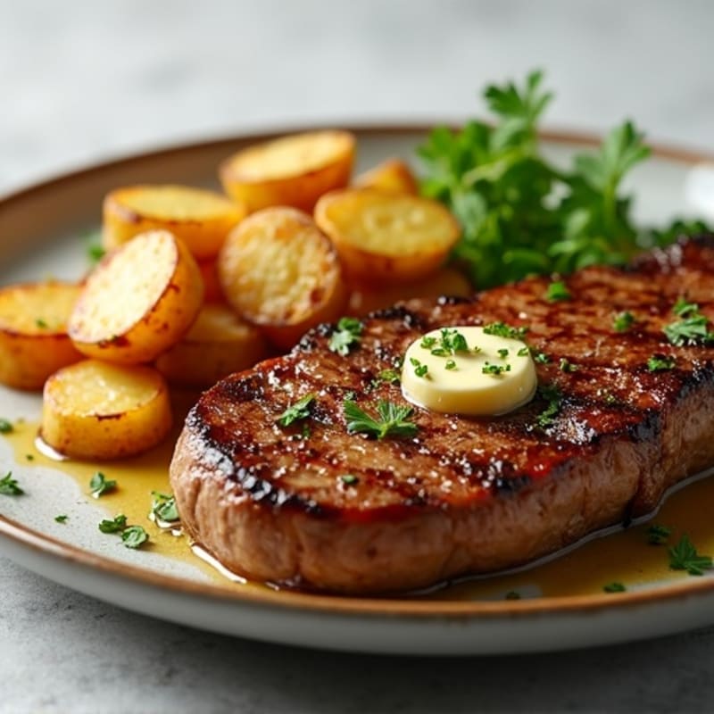 Garlic Butter Steak with Crispy Roasted Potatoes