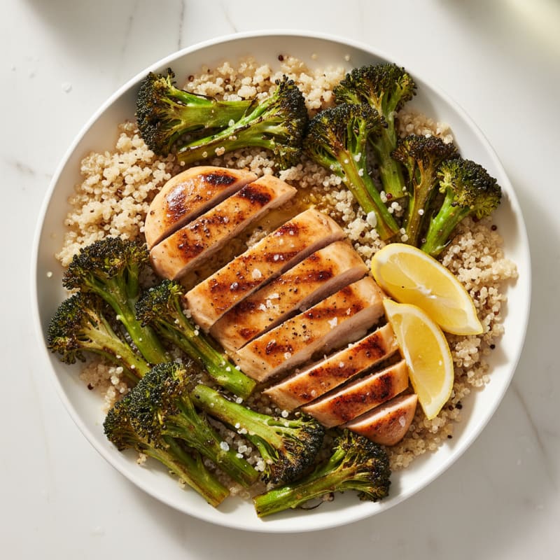 Grilled Lemon Garlic Chicken Breast with Roasted Broccoli