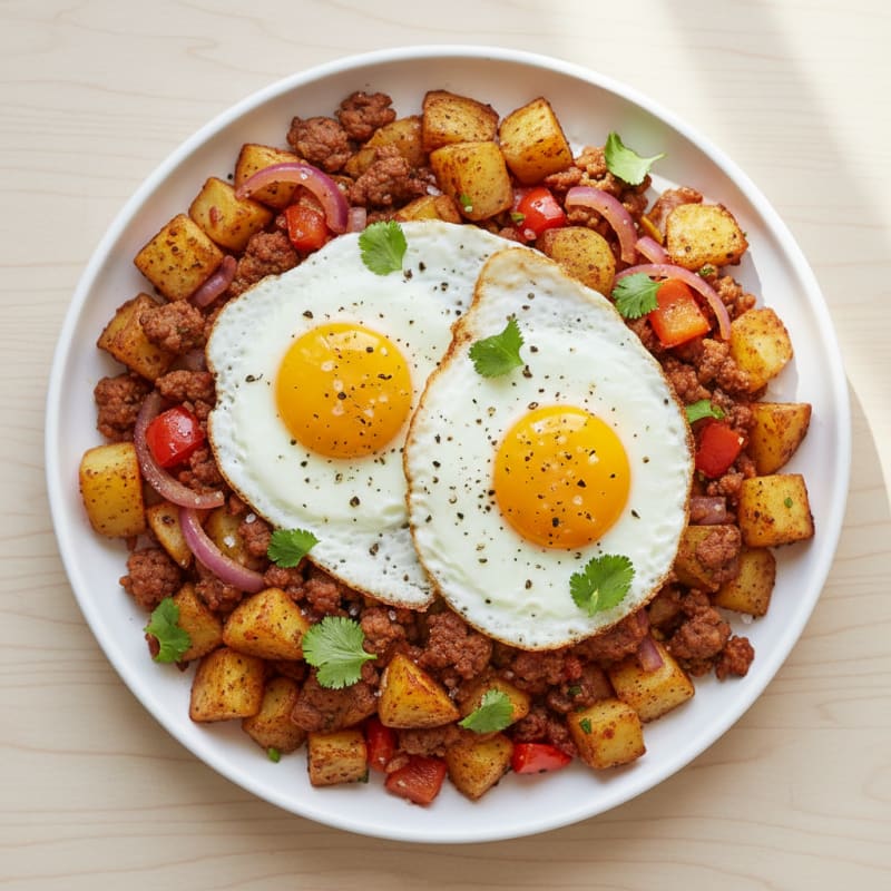 Spicy Chorizo and Potato Hash with Fried Egg