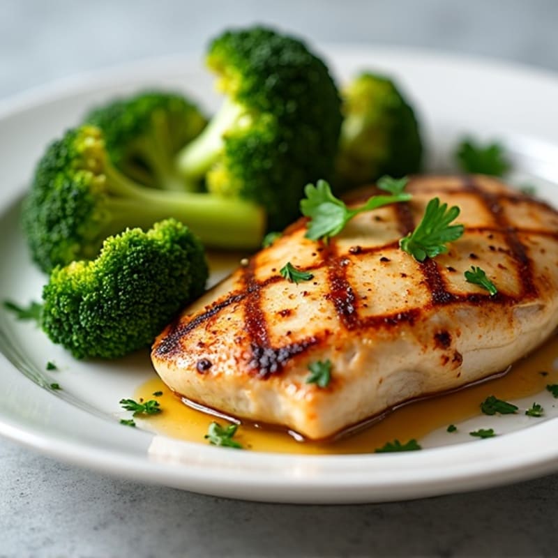Quick Pan-Seared Garlic Chicken with Roasted Broccoli