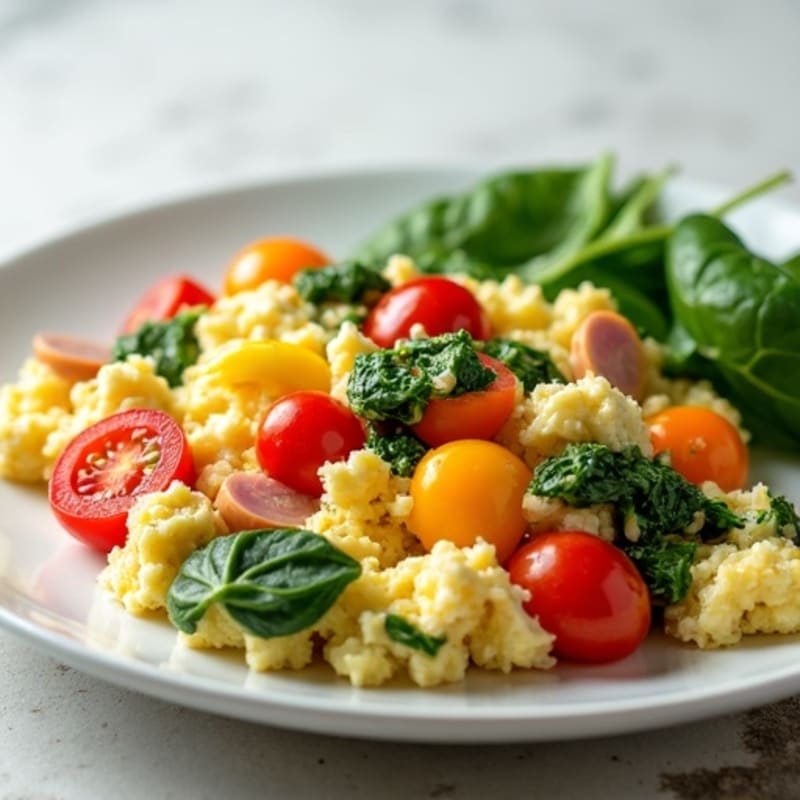 Egg White Veggie Scramble with Cottage Cheese