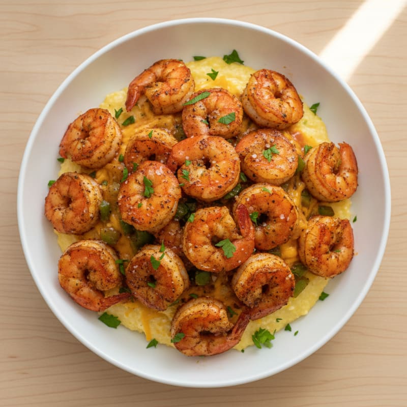 Cajun Shrimp with Creamy Cheddar Grits