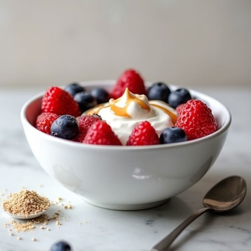 Greek Yogurt Protein Bowl with Mixed Berries and Almond Butter