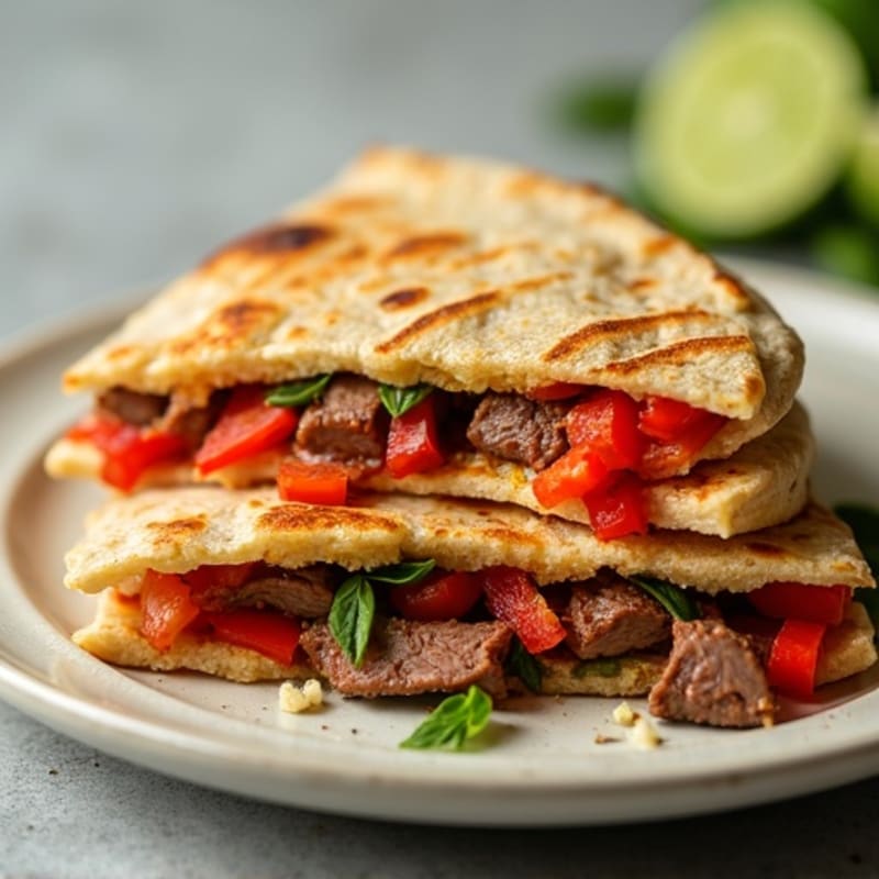 Spicy Lime Steak Quesadilla with Bell Peppers