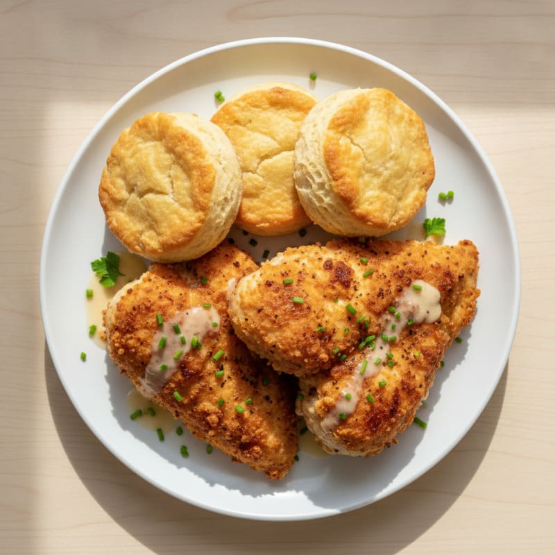 Buttermilk Fried Chicken with Fluffy Biscuits