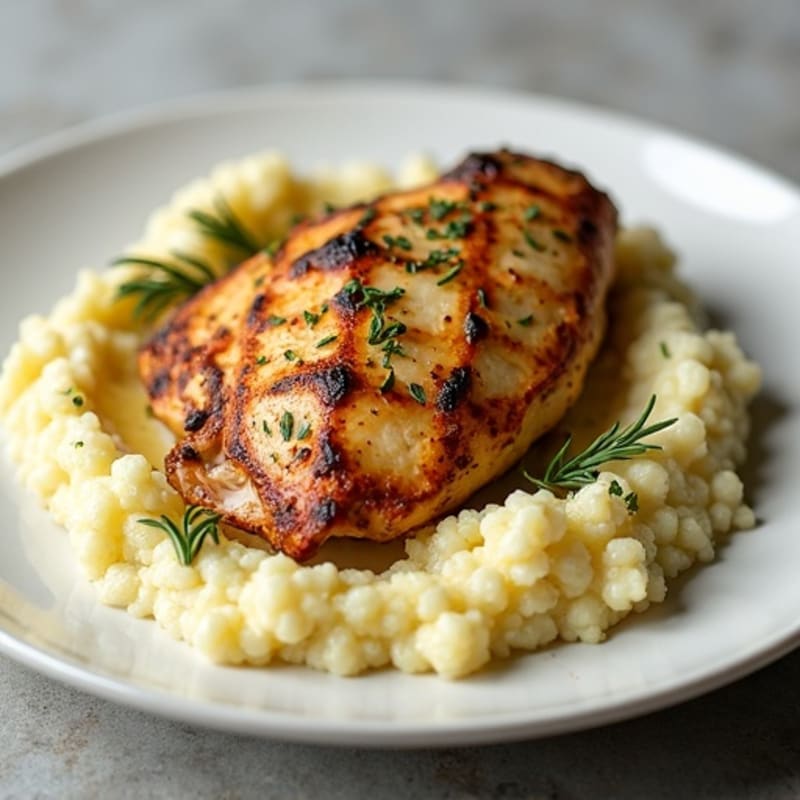 Tender Herb-Roasted Chicken with Creamy Cauliflower Mash