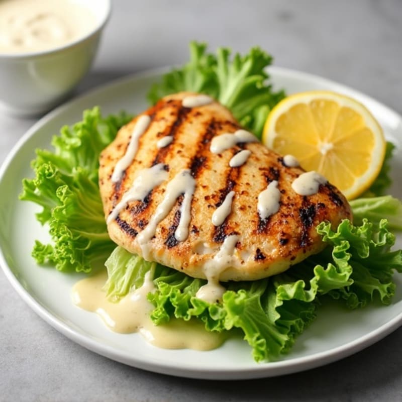 Grilled Chicken with Crispy Romaine and Creamy Lemon-Garlic Dressing