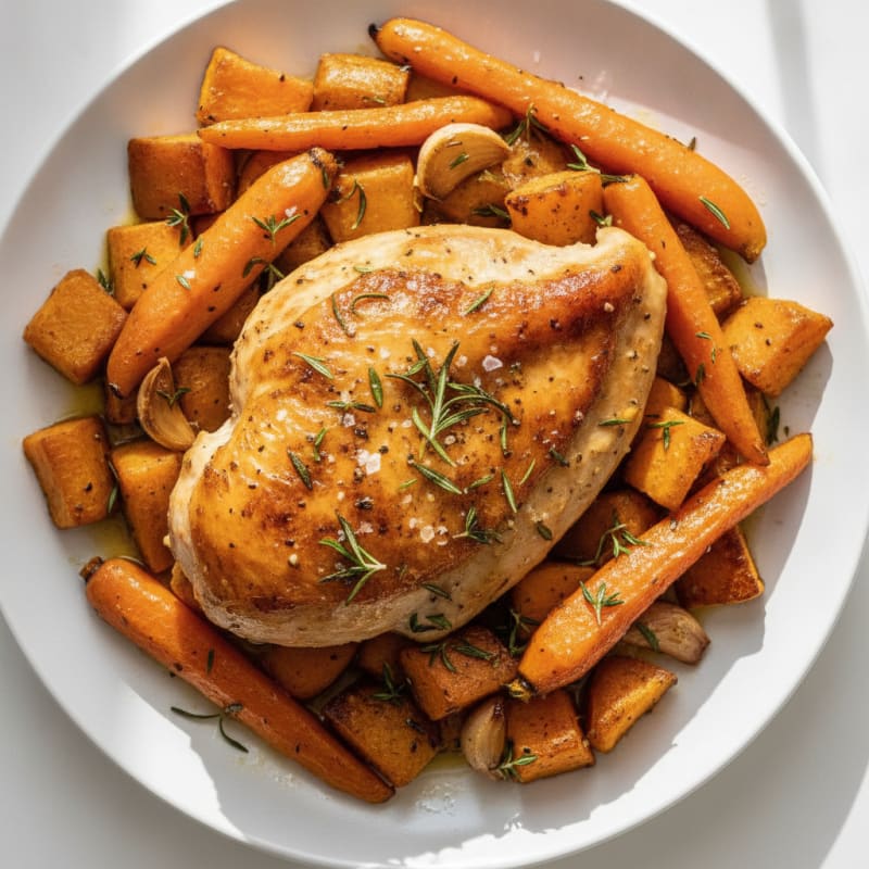 Garlic Herb Roasted Chicken with Root Vegetables