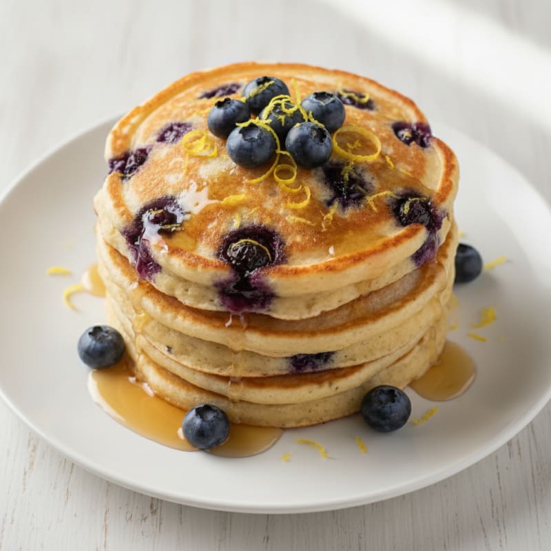 Blueberry Ricotta Protein Pancakes with Lemon Zest
