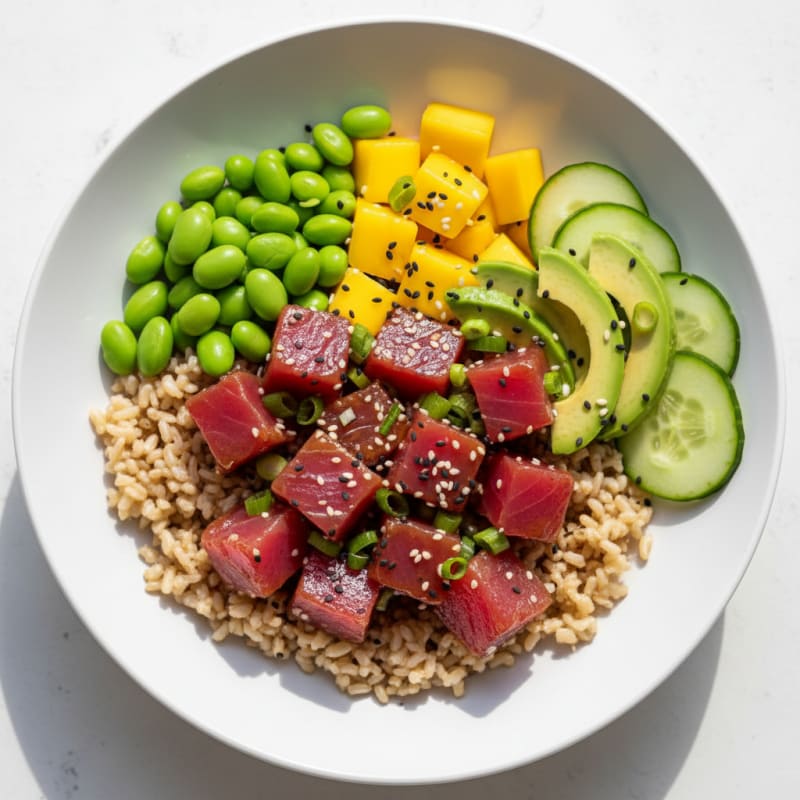 Ahi Tuna Poke Bowl with Tropical Fruit