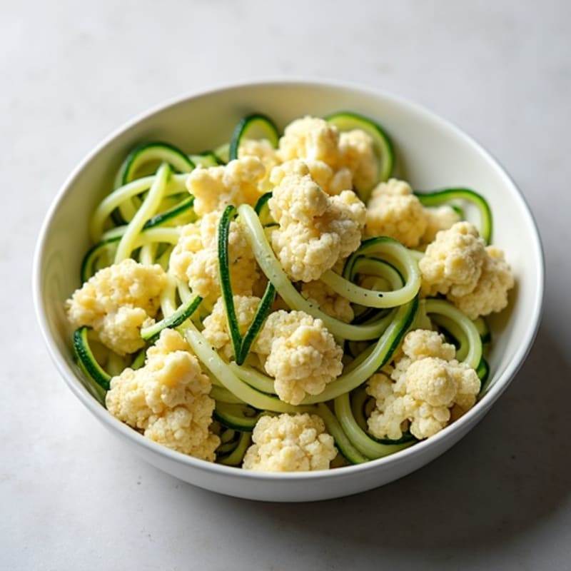 Creamy Cashew Cauliflower Alfredo with Zucchini Noodles