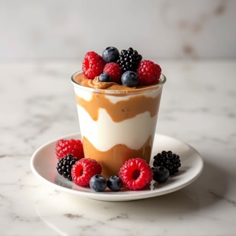 Creamy Greek Yogurt Protein Parfait with Peanut Butter and Berries