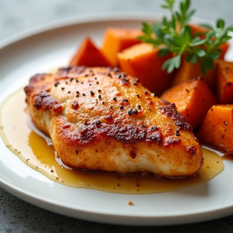 Crispy Maple-Glazed Chicken with Roasted Sweet Potatoes