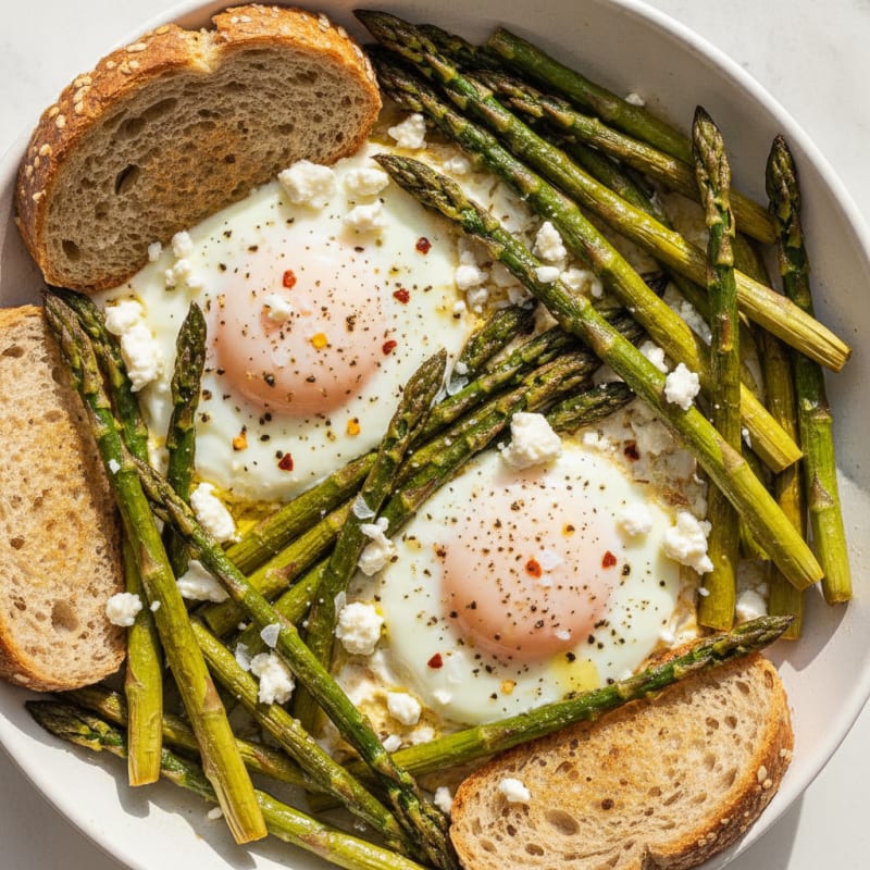 Baked Eggs with Roasted Asparagus