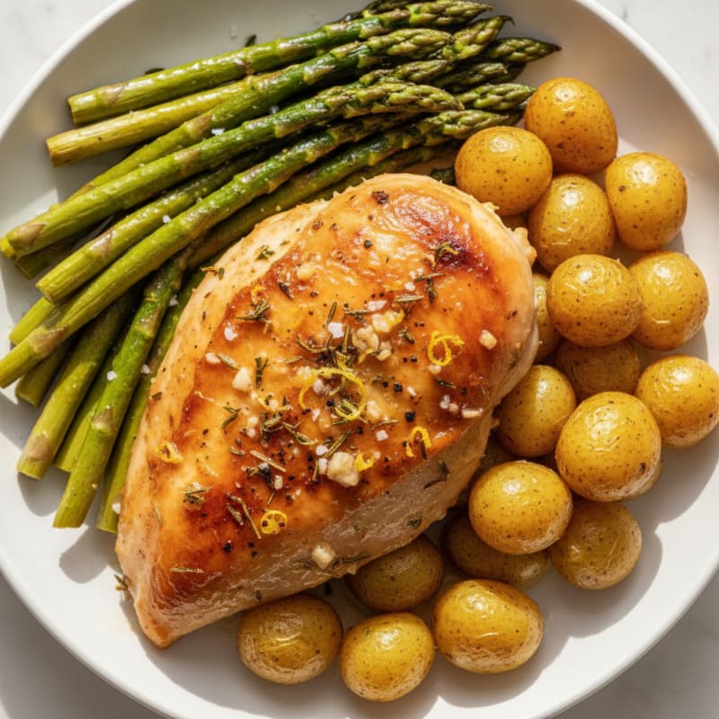 Lemon Herb Roasted Chicken with Asparagus