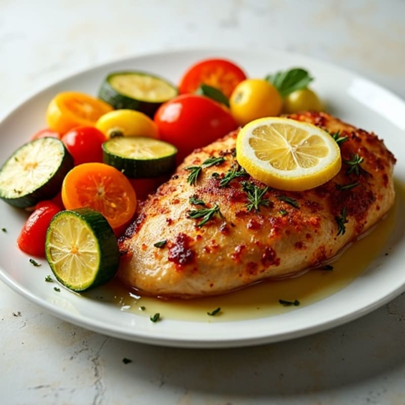 Crispy Lemon-Herb Roasted Chicken with Roasted Vegetables