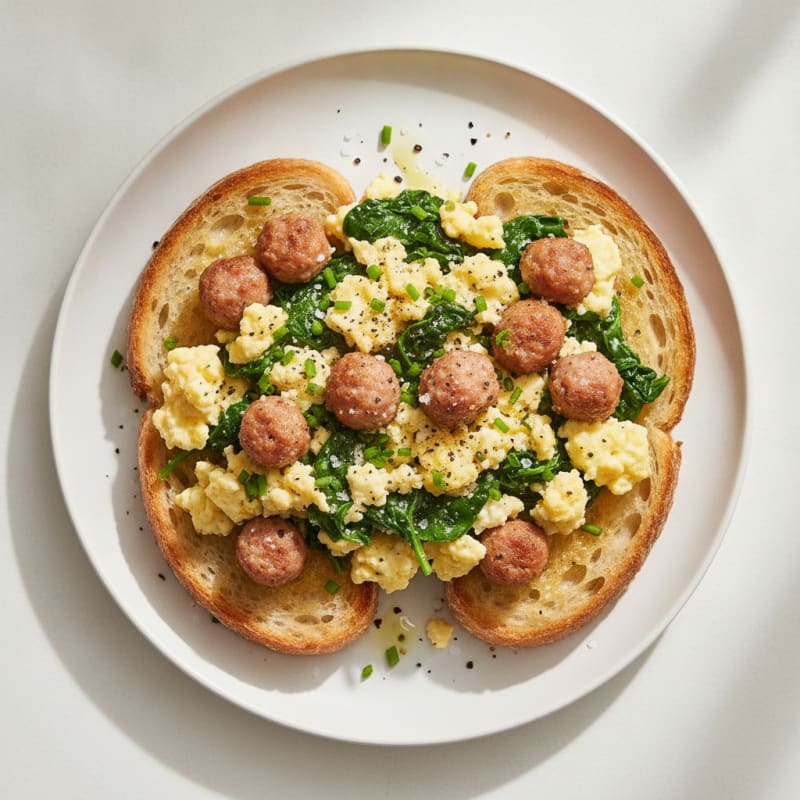 Hearty Sourdough with Chicken Sausage Scramble