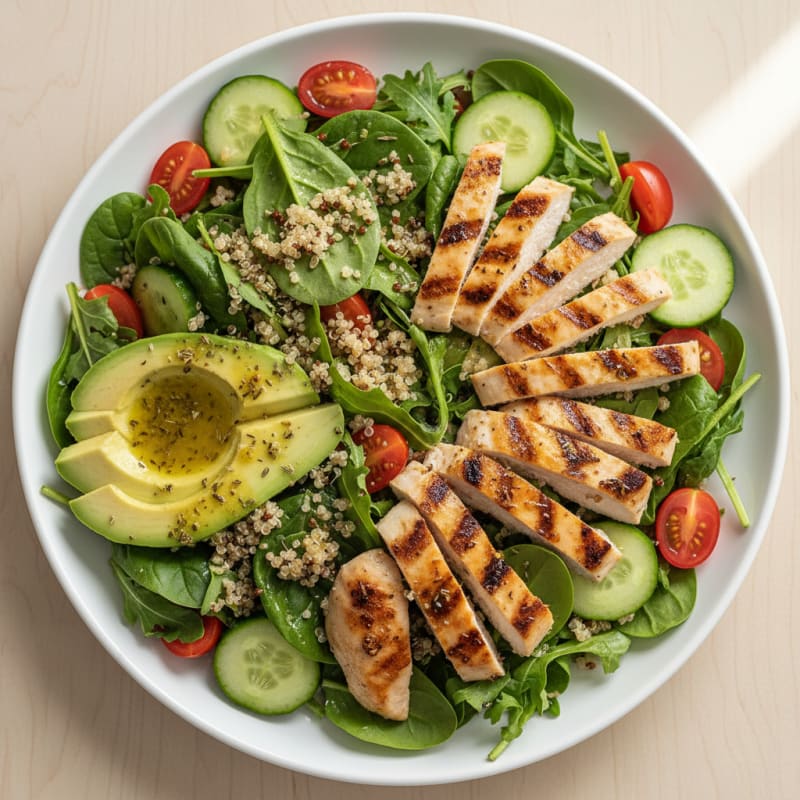 Grilled Chicken and Quinoa Salad with Fresh Greens