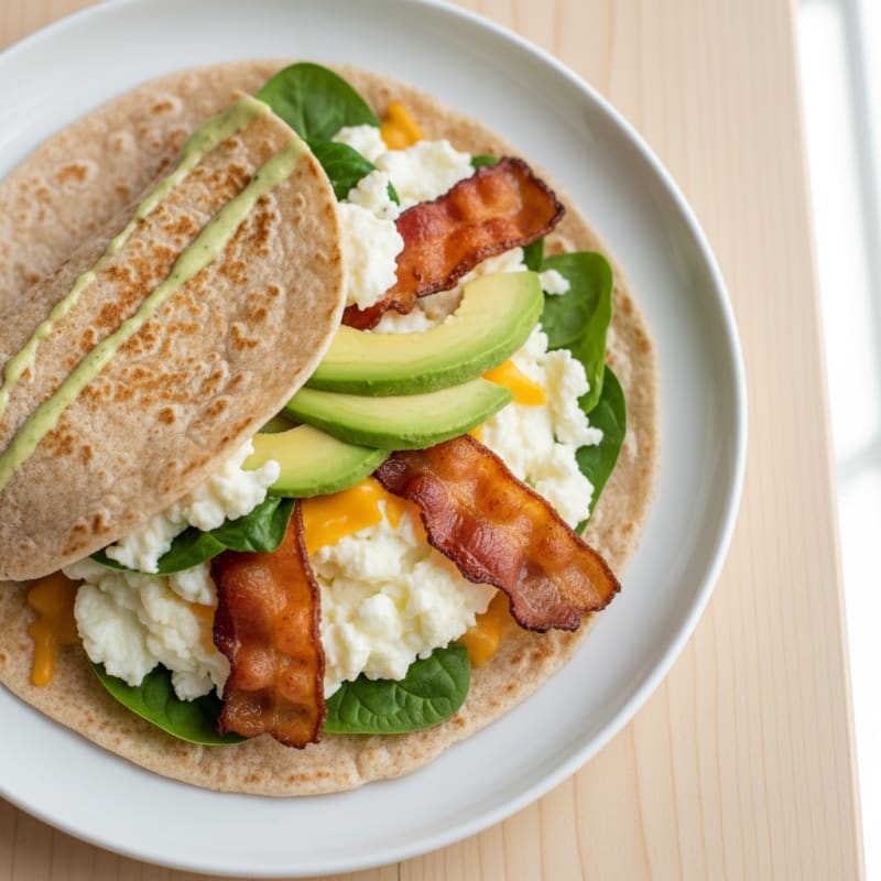 Crispy Turkey Bacon and Egg White Breakfast Wrap