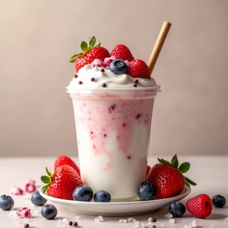 Vanilla Protein Shake with Greek Yogurt and Mixed Fruit