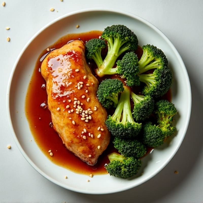 Sticky Ginger-Garlic Glazed Chicken with Charred Broccoli