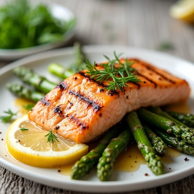 Lemon Herb Grilled Salmon with Roasted Asparagus