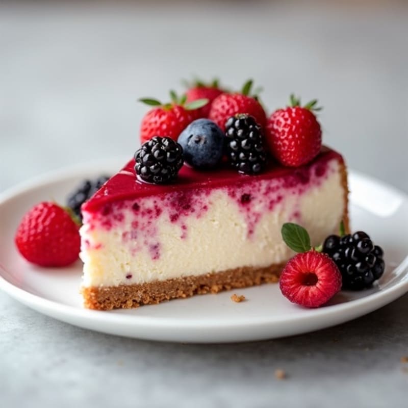 Cottage Cheese Protein Cheesecake with Mixed Berries