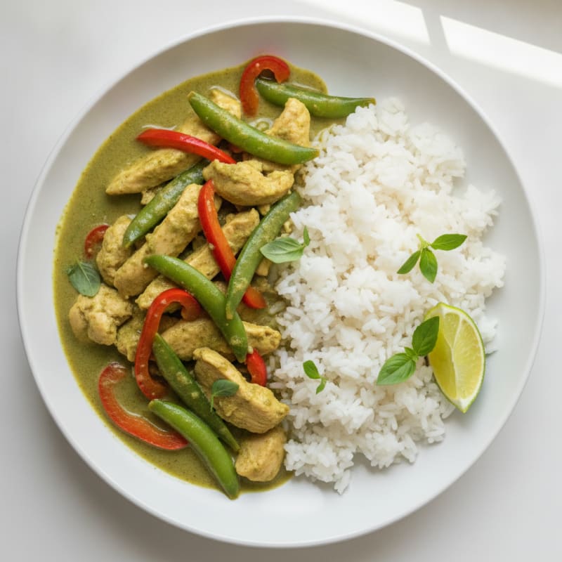Green Curry Chicken with Coconut Rice