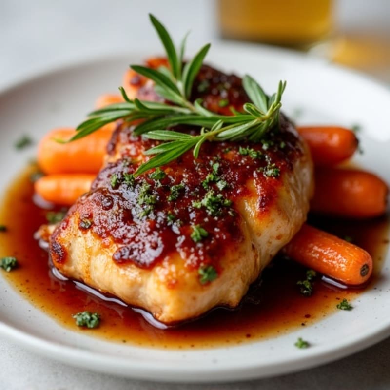 Sticky Date Glazed Chicken with Roasted Carrots