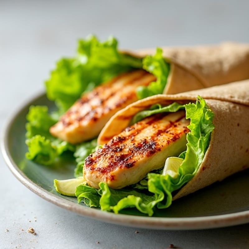 Grilled Chicken Breast Wrap with Crunchy Romaine and Creamy Avocado Spread