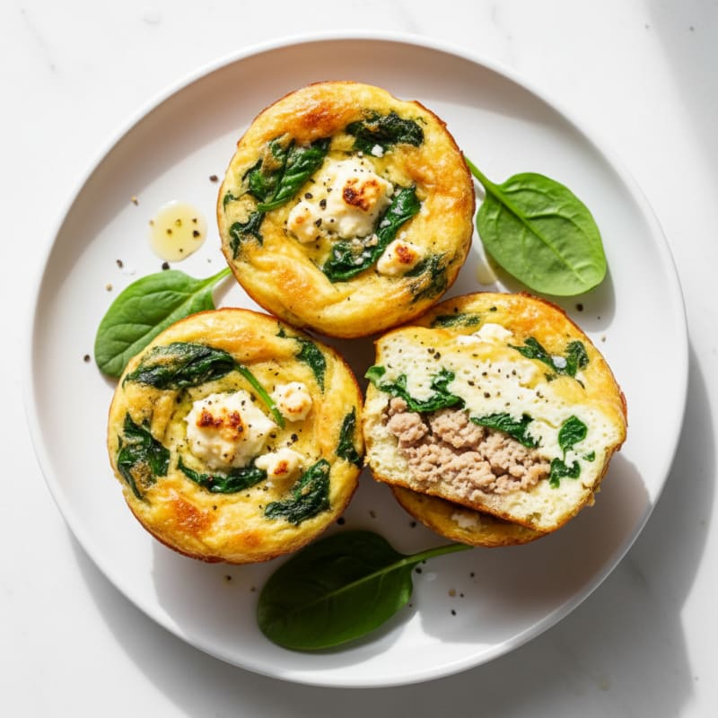 Golden Baked Egg and Spinach Cups