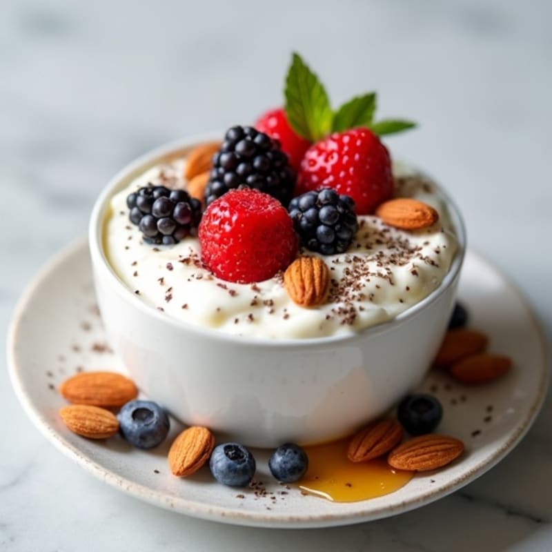 Creamy Greek Yogurt with Fresh Berries and Almonds
