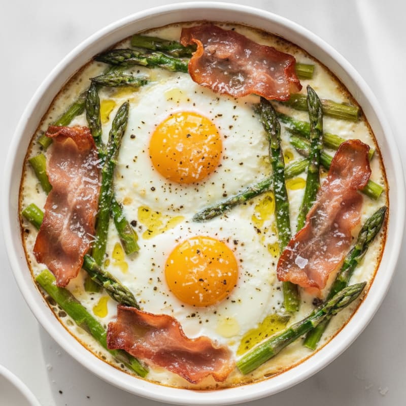 Baked Eggs with Prosciutto and Asparagus